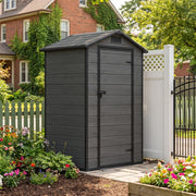 4.4x3.4FT Plastic Garden Shed All-Weather Tool Storage House with Window & Vents