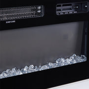 TV Stand Cabinet High Gloss White Electric Fireplace Unit W/ LED 12 Colour Flame