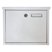 White Steel Lockable Post Box Outdoor Letter Mail Postbox Top-loading New