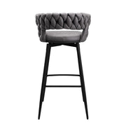 Set of 2 Luxury Grey Bar Stools Kitchen Barstools Bar Chairs With 360° Swivel