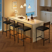 Set of 4 Black Faux Leather Bar Stools High Back Kitchen Breakfast Counter Chair