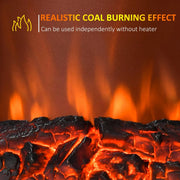 2000W Electric Fireplace Inset Fire Heater Realistic LED Coal Flame Effect Gold