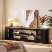71-Inch Farmhouse Extra Long TV Stand with Storage Shelves for TVs up to 80 Inch