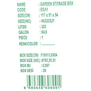 320 Litre Outdoor Storage Box Garden Patio Plastic Chest Lid Container Multibox