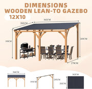Lean-to Hardtop Gazebo Outdoor Wood Cedar Wall Mounted Pergola for Patio Decks
