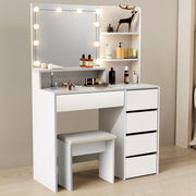 Dressing Table With 5 Drawers LED Mirror Set Makeup Desk Vanity Table Tgjvccszjd