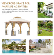 Outdoor Gazebo Party Tent Metal Patio Canopy Sun Shade Garden Curtain Shelter 3m