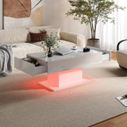 High Gloss LED Coffee Table Cocktail Center Table Modern Living Room Rectangle