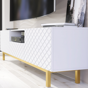 TV Unit TV Stand Sideboard Cabinet Cupboard White Gold Carved Doors 180cm