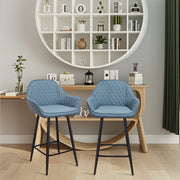Set of 2 Bar Stools PU Leather Seat Bar Chair for Home Breakfast Kitchen Counter
