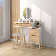Modern Dressing Table Set with LED Mirror Vanity Desk with Drawer Cabinet Stool