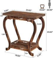 Narrow End Table with Storage, Modern 2-Tier Wooden Side Table for Small Spaces
