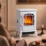 Freestanding Electric Fireplace Stove with LED Flame, 2000W, White