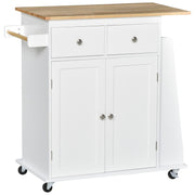 Kitchen Island Storage Cabinet Rolling Trolley with Wood Top, 3-Tier Spice Rack