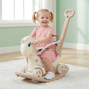 5 in 1 Baby Rocking Horse Ages For 1-6 with Push Handle,Backrest & Balance Aknzv