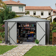 10 x 12 FT Galvanised Metal Steel Sheds Garden Storage Shed Ventilation w/ Door