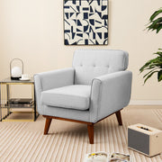 Modern Accent Chair Upholstered Linen Fabric Armchair w/ Cushion