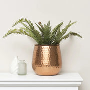 Round Copper hammered metal planter plant pot decorative botanical vase gift