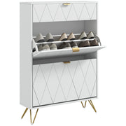 Slim Shoe Storage Cabinet with Flip Drawers for Entryway, Hallway, White