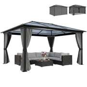3.6 x 4m Aluminium Hardtop Gazebo Canopy with Polycarbonate Roof & Sidewalls