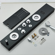 LED Shower Panel Column Tower System Stainless Steel Body Jet Twin Head Rain Set