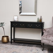 Large Black 2 Drawer Console Table storage shelf vintage furniture hallway