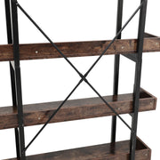 Rustic Wood Bookcase Bookshelf 5 Tier Industrial Storage Display Shelving Unit