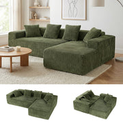 JUMBO CORD MODULAR L SHAPE CORNER SOFA 4 SEATER FURNITURE SETTEE SUITE POUFFE UK