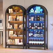 Glass Display Cabinet with RGB Lights, 5-tier Arched Curio cabinet for Models