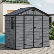Plastic Sheds Outdoor Garden Shed 8x4FT Wood Grain Utility Tool Storage House