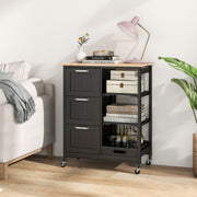 Utility Cart on Lockable Wheels Kitchen Island Rolling Cart-Black