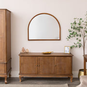 This Dark Wood Framed Arched Wall & Mantle Mirror is a rustic, natural, wall mou