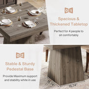 31.5-Inch Square Dining Table Farmhouse Small Kitchen Dinner Table for 4 People