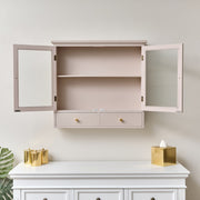 Pink Reeded Glass Wall Cabinet with Drawers cupboard wall shelving shelf