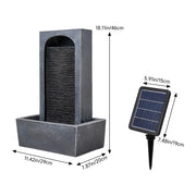 Solar Powered Outdoor Garden Water Feature Straight Slate Effect Fountain w/ LED
