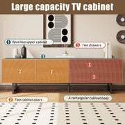 Modern TV Cabinet TV stand 2 Doors 2 Drawers Living Room Furniture 180x38x51.5cm