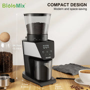 BioloMix Automatic Burr Mill Coffee Grinder with 30 Gears, Visual Bean, 220V -UK