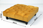 Large Square Footstool Coffee Table Upholstery Fabric Footstools Matching Button