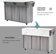 Kitchen Island Cart !SALE! Rolling Storage Cabinet Drop Leaf Trolley Grey