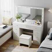 Dressing Table With Drawers Mirror Stool Set Makeup Desk Vanity Table Bedroom