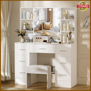 Dressing Table With Drawers Mirror Stool Set Makeup Desk Vanity Table Bedroom