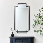 Black Matt Foiled Wall Mirror 94cm x 48cm