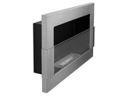 Bio Ethanol Fireplace 650x400 - Wall-Mounted - With glass - Silver - Set