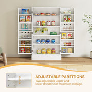 Freestanding Kitchen Cupboard Pantry Cabinet with Adjustable Shelves White