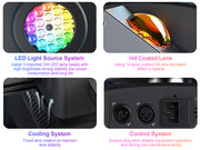 140W RGBW LED Laser Beam 4Arms Moving Head Stage Light DMX DJ Disco Party Lights