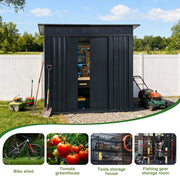 6 x 4 FT Garden Shed Storage Shed Waterproof with Foundation Kit and Vents, Grey