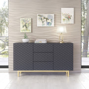 Sideboard TV Cabinet Storage Cupboard Buffet Diamond Pattern Grey Gold 140cm