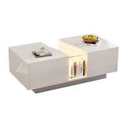 Led Coffee Table with 2 Drawer Storage, High Gloss Coffee Table for Living Room