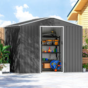 8 x 6ft Metal Garden Storage Shed with Double Door, Dark Grey