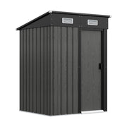 4.3 x 4.3ft Garden Storage Shed with Sliding Door Outdoor Patio Grey Wood Grain